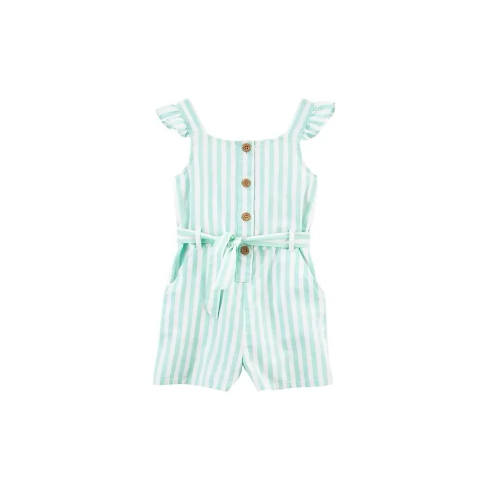 Girl stripe linen cotton romper Sz 6